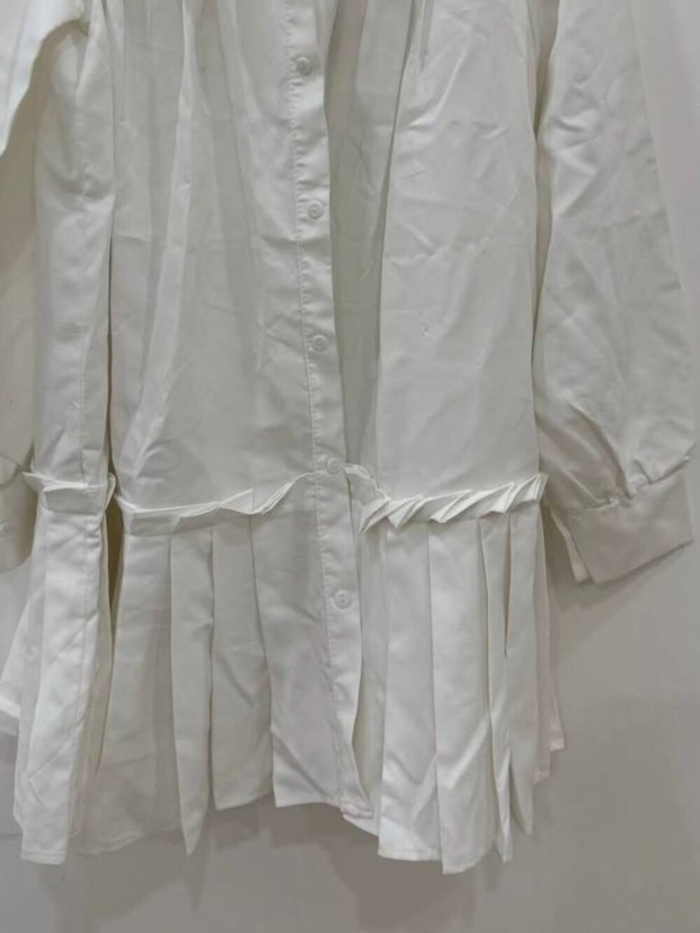 White Pleated Mini Dress - Picture 3 of 3